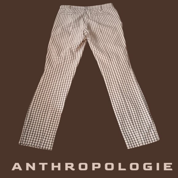 ANTHROPOLOGIE Mid-Rise Plaid Straight Leg Trousers 0 - Picture 9 of 9